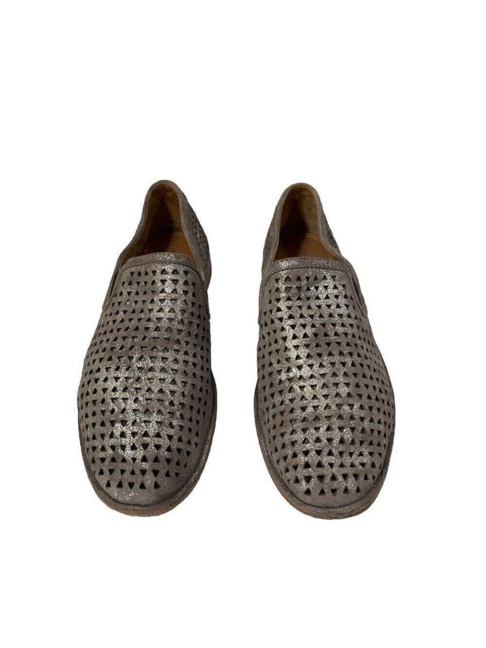 H.S. Trask Leather Metallic Perforated Slip-on Casual Comfort Shoes 7